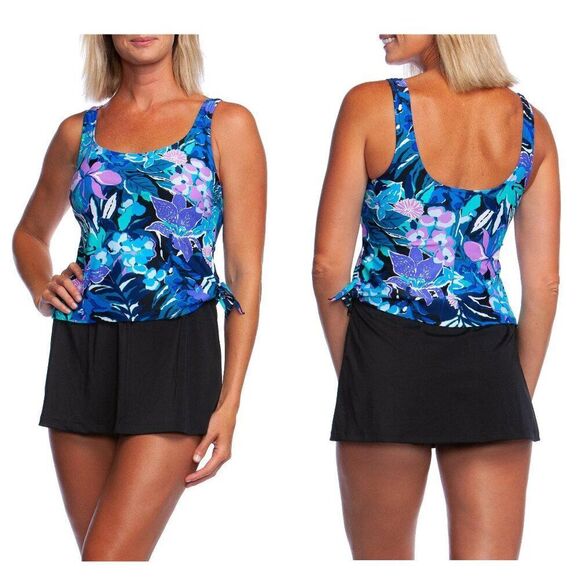 Maxine Of Hollywood Swimdress Size 12 Secret Garden One Piece - Picture 1 of 11